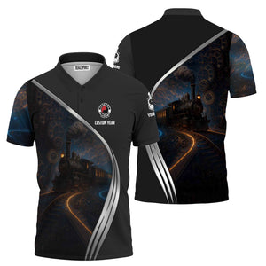 Railspirit Personalized Northern Pacific Railway Polo Shirt Steampunk Locomotive with Custom Year Train Shirt