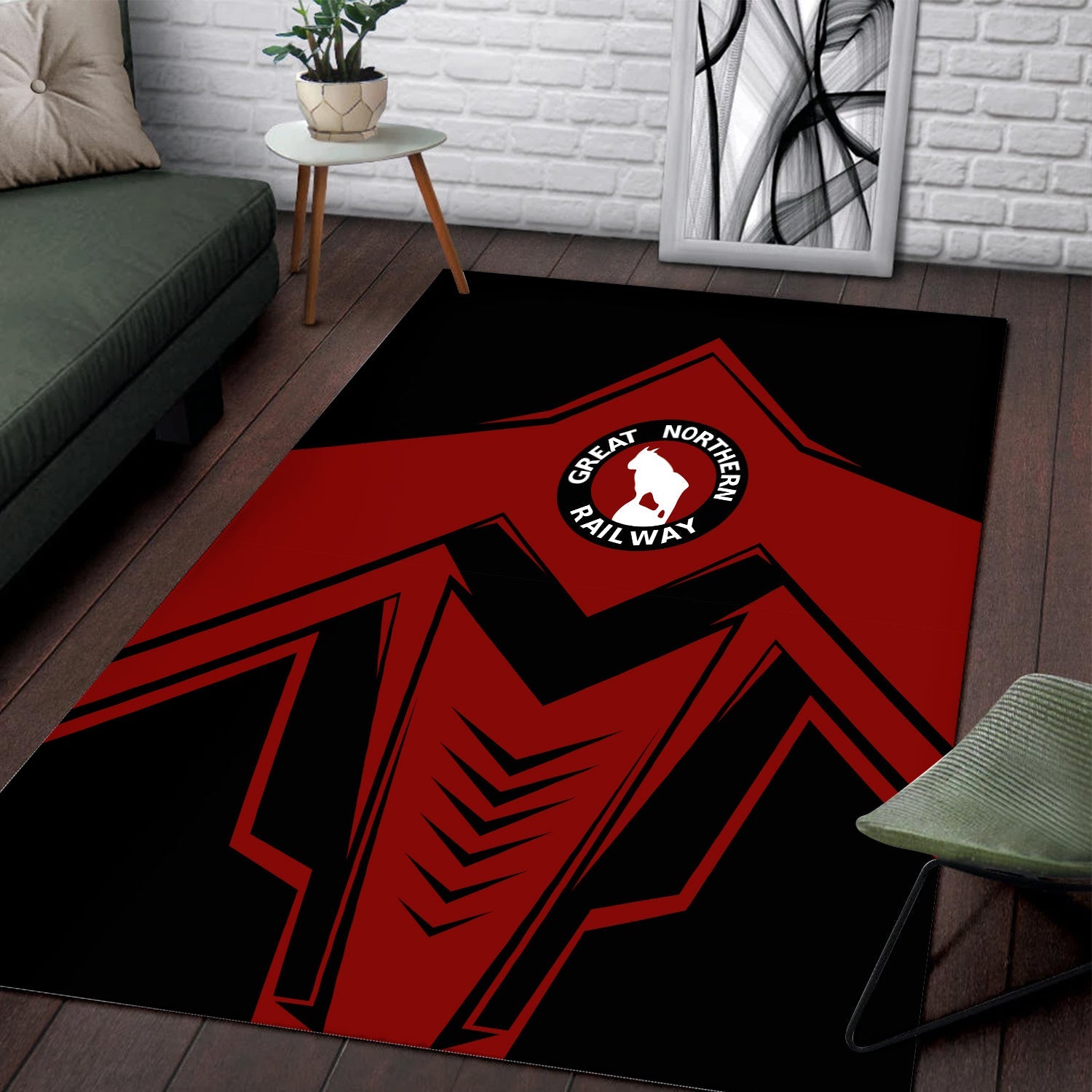 Railspirit Great Northern Railway Area Rug Railway Trainspotter Style GNR Rug Gift Idea For Foamers