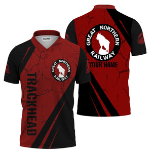 Railspirit Personalized Great Northern Railway Polo Shirt Crackle Texture Style GNR Train Shirt For Trackhead