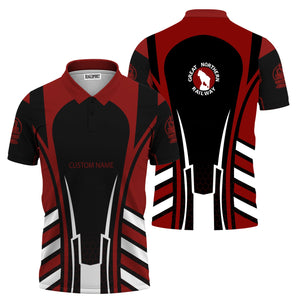 Railspirit Personalized Great Northern Railway Polo Shirt Striped Railroad Style GNR Train Shirt All Over Print