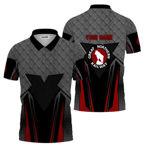 Railspirit Personalized Great Northern Railway Polo Shirt Rugged Steel Vibes GNR Train Shirt All Over Print