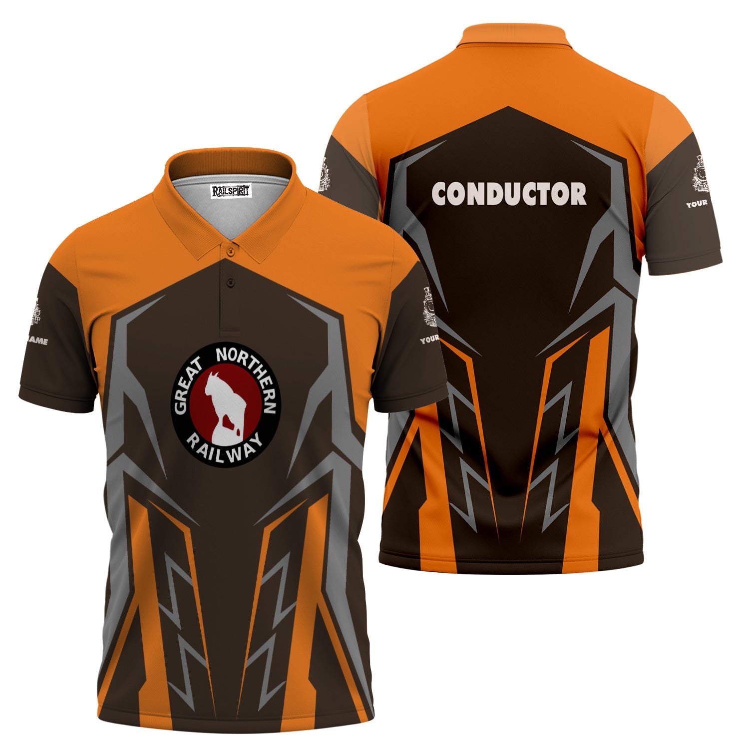 Railspirit Personalized Great Northern Railway Polo Shirt Futuristic Design with Custom Job GNR Train Shirt
