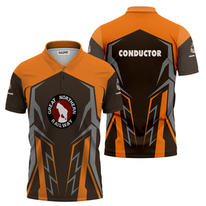 Railspirit Personalized Great Northern Railway Polo Shirt Futuristic Design with Custom Job GNR Train Shirt