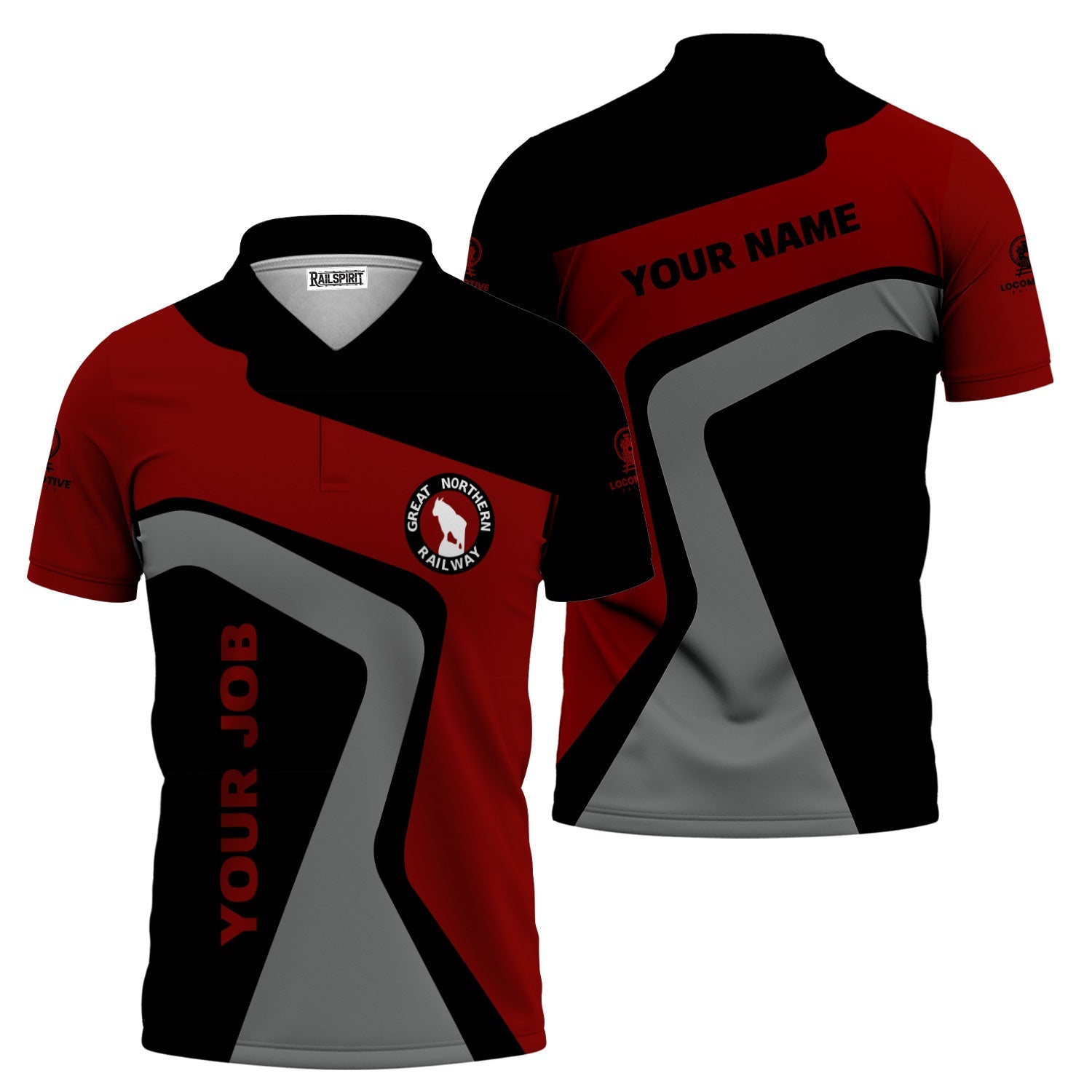 Railspirit Personalized Great Northern Railway Polo Shirt Unique Design with Custom Job Position GNR Train Shirt