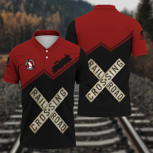 Railspirit Personalized Great Northern Railway Polo Shirt Railroad Crossing Printed Train Track Shirt