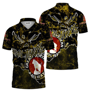 Railspirit Personalized Great Northern Railway Polo Shirt Torn Graphic Style GNR Train Shirt For Rail Junkie