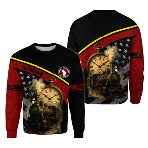 Railspirit Personalized Great Northern Railway Sweatshirt Classic Steam Engine With Retro Pocket Watch GNR Shirt All Over Print