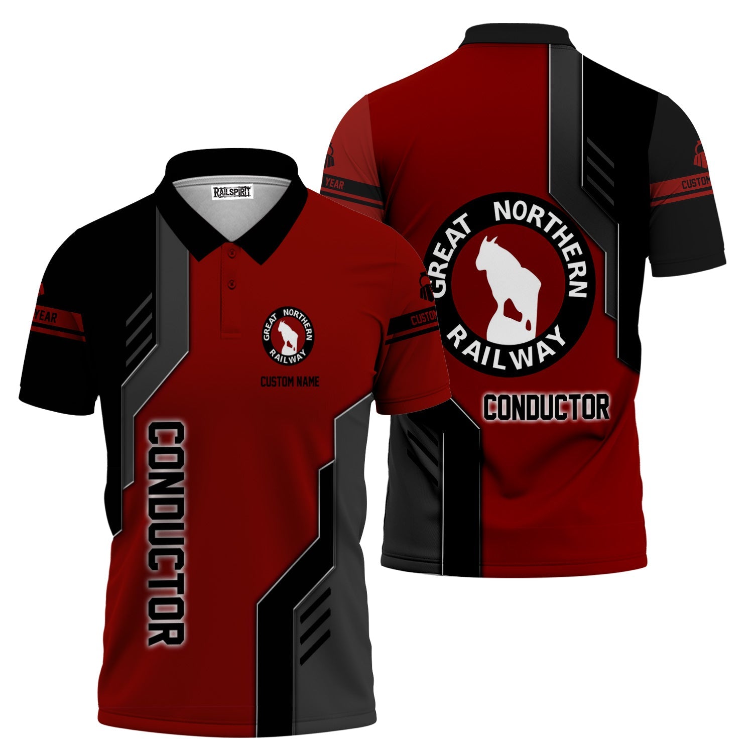 Railspirit Personalized Great Northern Railway Polo Shirt Unique Railway Style with Custom Job GNR Train Shirt