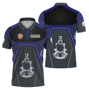 Railspirit Personalized Chicago, Burlington and Quincy Railroad Polo Shirt Steam Locomotive Engine Graphic Train Shirt All Over Print