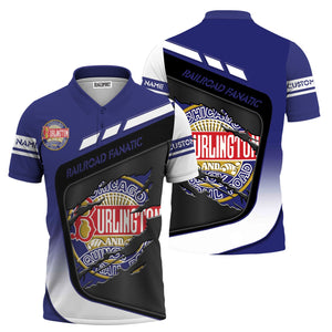 Railspirit Personalized Chicago, Burlington and Quincy Railroad Polo Shirt Ripped Texture Style Train Shirt For Railroad Fanatic