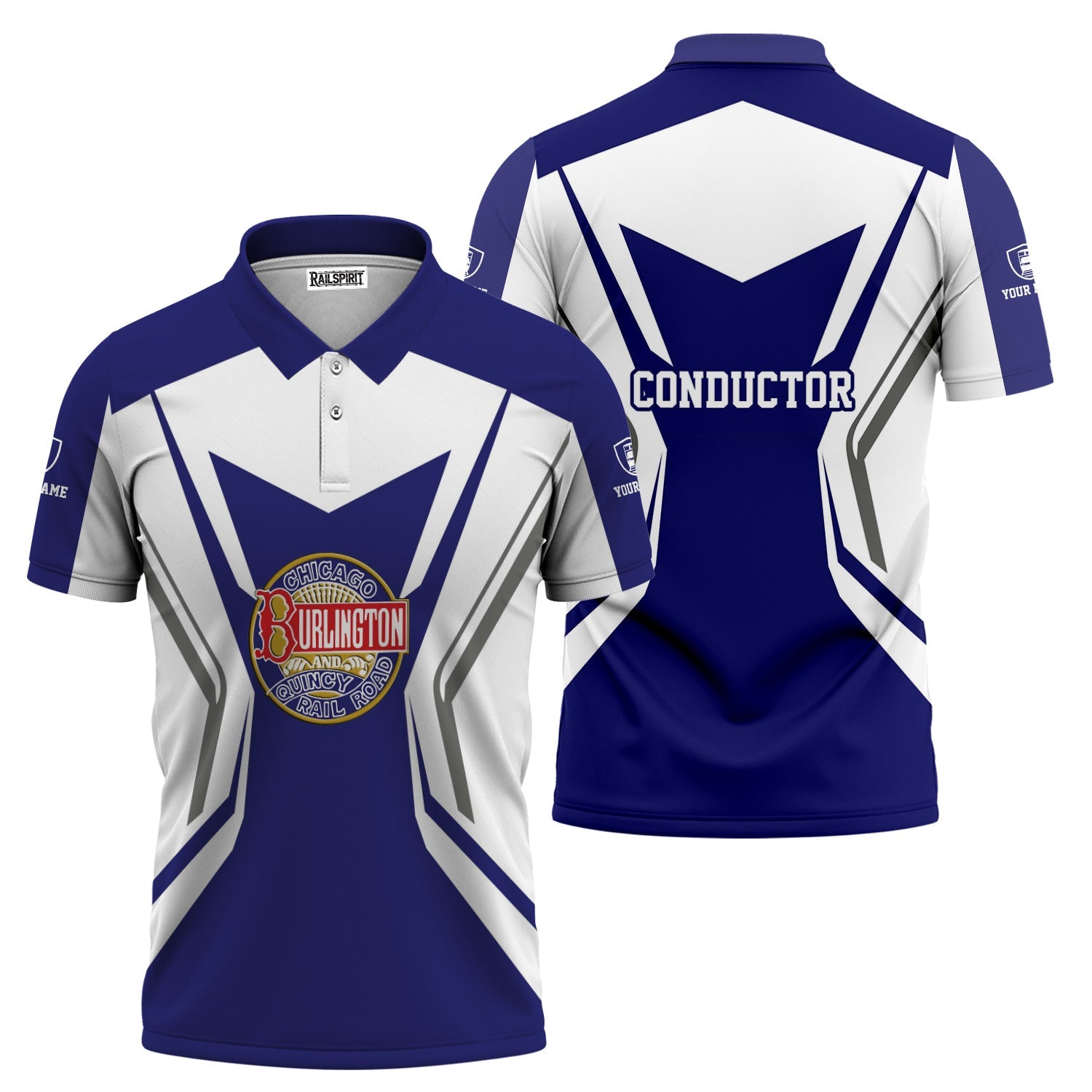 Railspirit Personalized Chicago, Burlington and Quincy Railroad Polo Shirt Unique Style with Custom Job Train Shirt