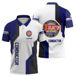 Railspirit Personalized Chicago, Burlington and Quincy Railroad Polo Shirt Unique Railway Style with Custom Job Train Shirt