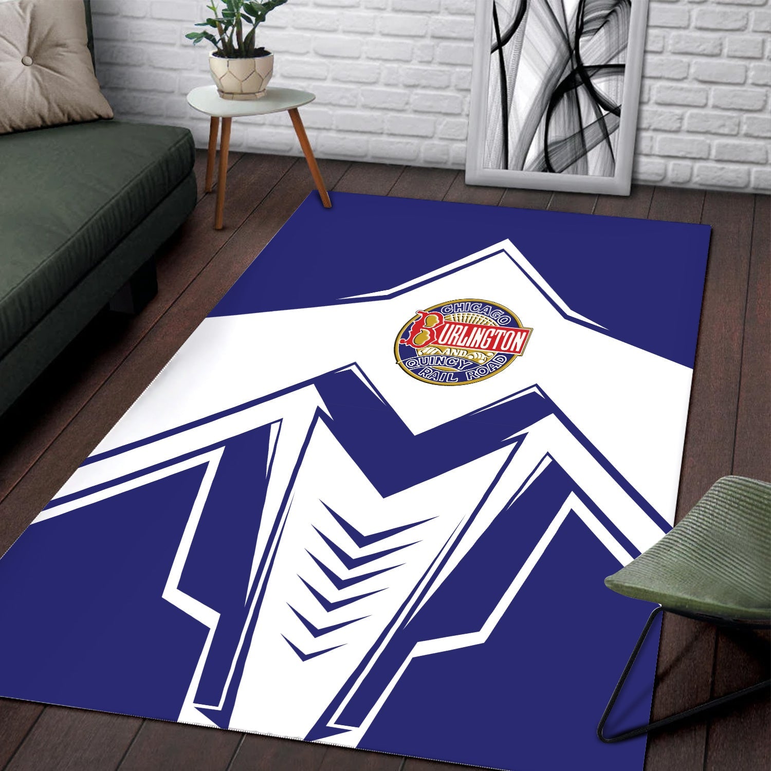 Railspirit Chicago, Burlington and Quincy Railroad Area Rug Railway Trainspotter Style Rug Gift Idea For Foamers