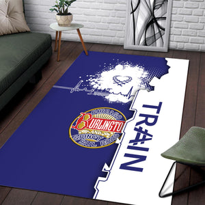Railspirit Chicago, Burlington and Quincy Railroad Area Rug Engine Heartbeat and Track Love Style Rug Gift Idea For Train Lovers