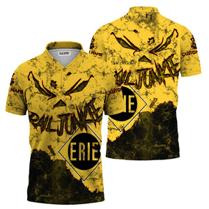 Railspirit Personalized Erie Railroad Polo Shirt Torn Graphic Style Train Shirt For Rail Junkie