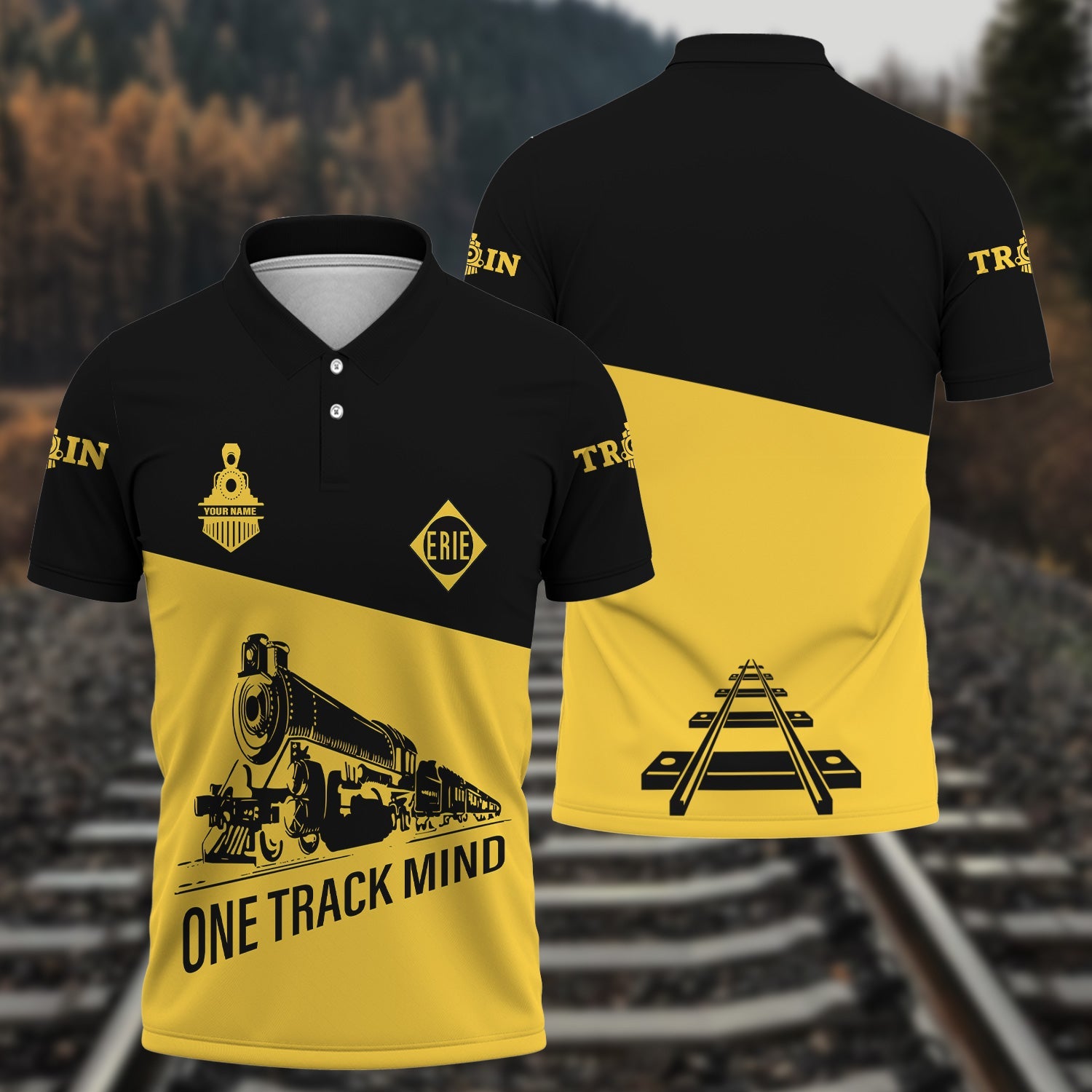 Railspirit Personalized Erie Railroad Polo Shirt One Track Mind Unisex Train Shirt Gift Idea For Train Lover