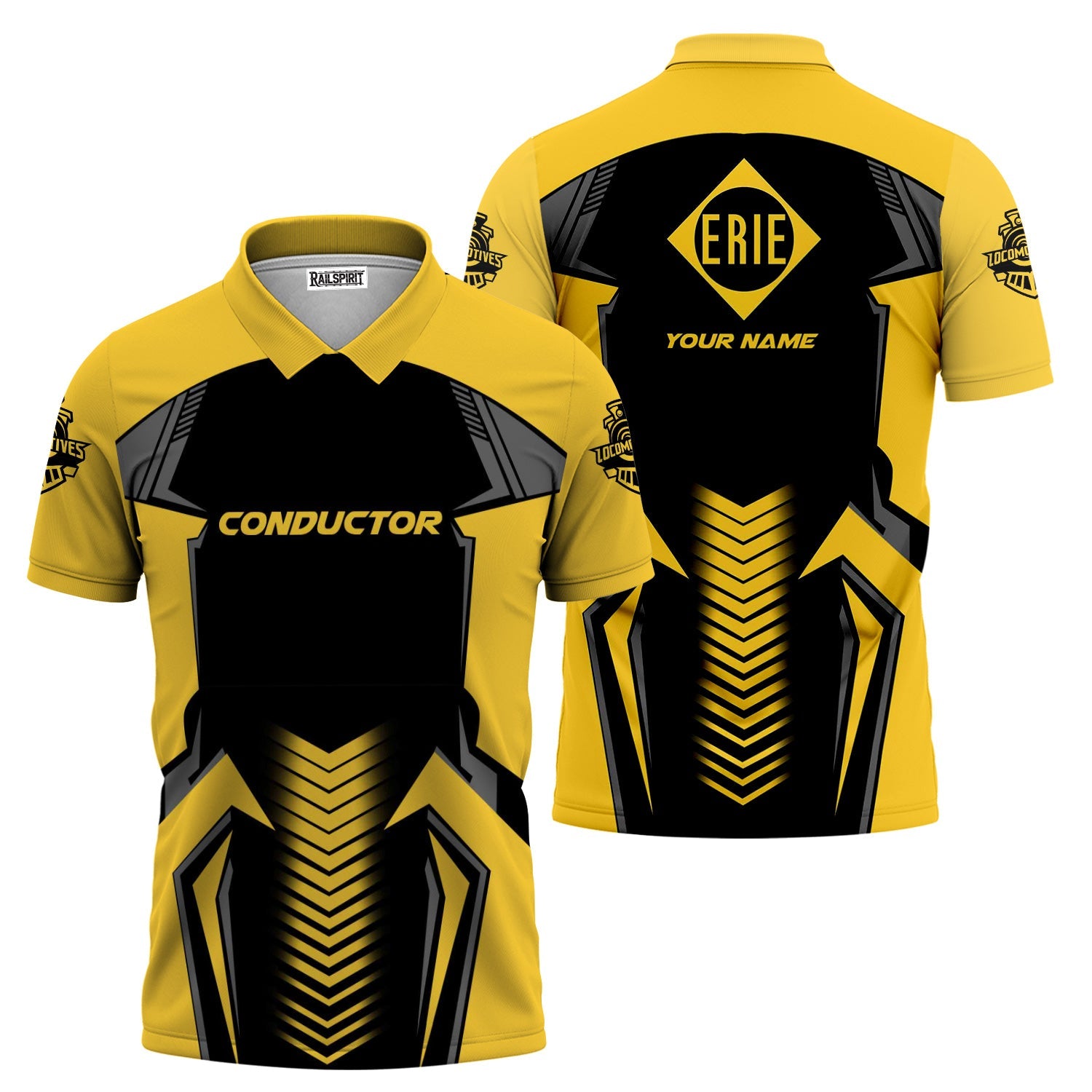 Railspirit Personalized Erie Railroad Polo Shirt Standout Style with Custom Position Train Shirt