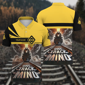 Railspirit Personalized Erie Railroad Polo Shirt One Track Mind Train Printed Shirt