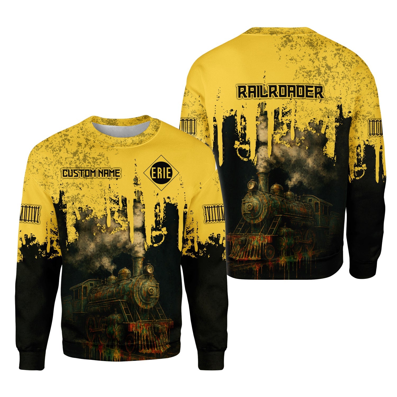 Railspirit Personalized Erie Railroad Sweatshirt Vintage Train Art Style Shirt For Locomotive Fans