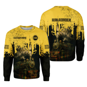 Railspirit Personalized Erie Railroad Sweatshirt Vintage Train Art Style Shirt For Locomotive Fans