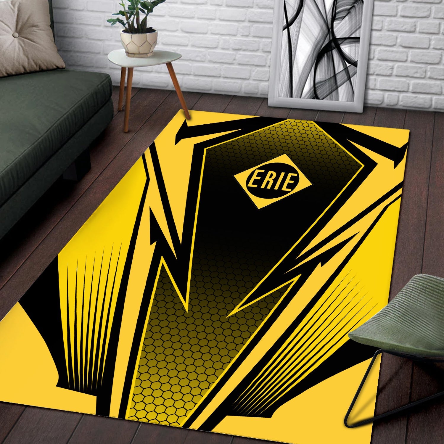 Railspirit Erie Railroad Area Rug Lightning Graphic Style Rug Gift Idea For Train Lover