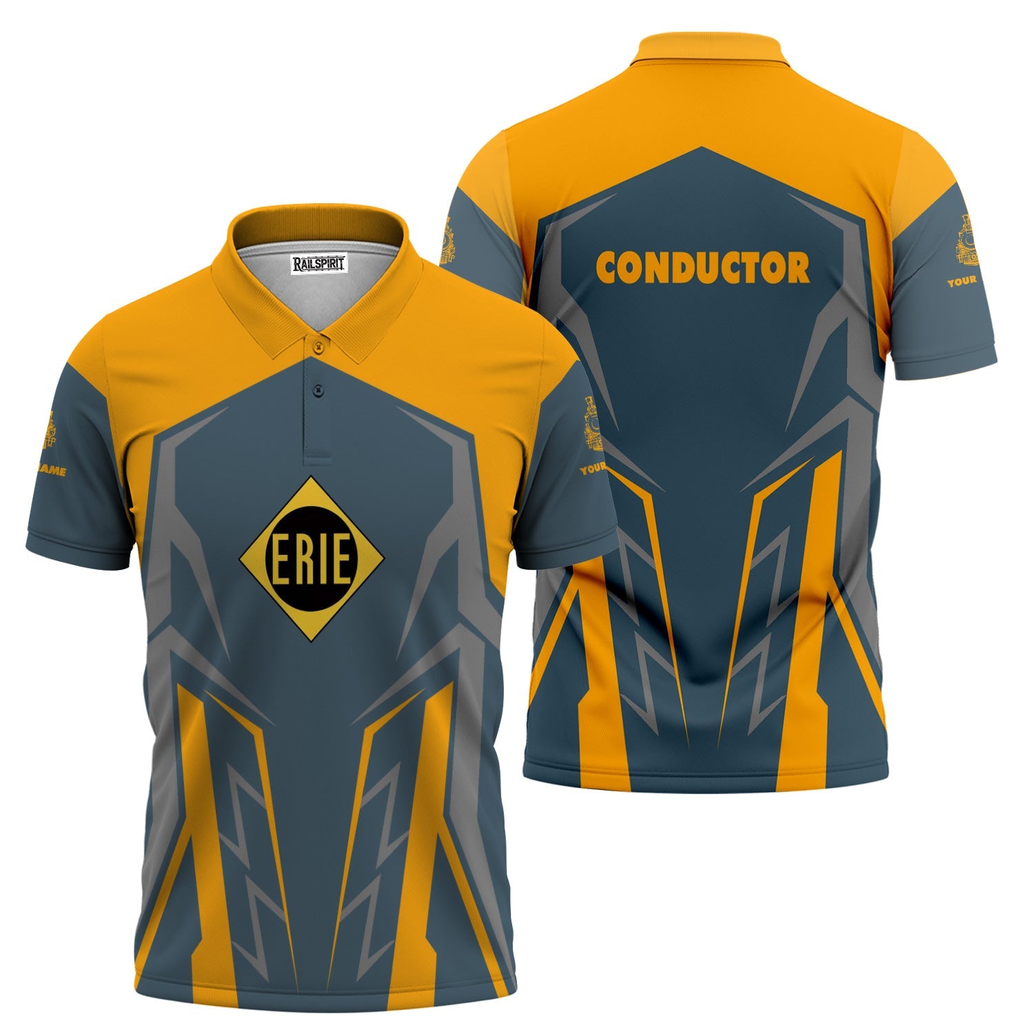 Railspirit Personalized Erie Railroad Polo Shirt Futuristic Design with Custom Job Train Shirt