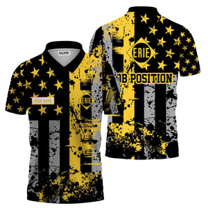 Railspirit Personalized Erie Railroad Polo Shirt Artistic Paint American Flag Style Train Shirt