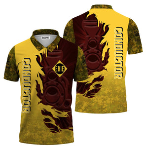 Railspirit Personalized Erie Railroad Polo Shirt Blazing Style with Custom Position Train Shirt