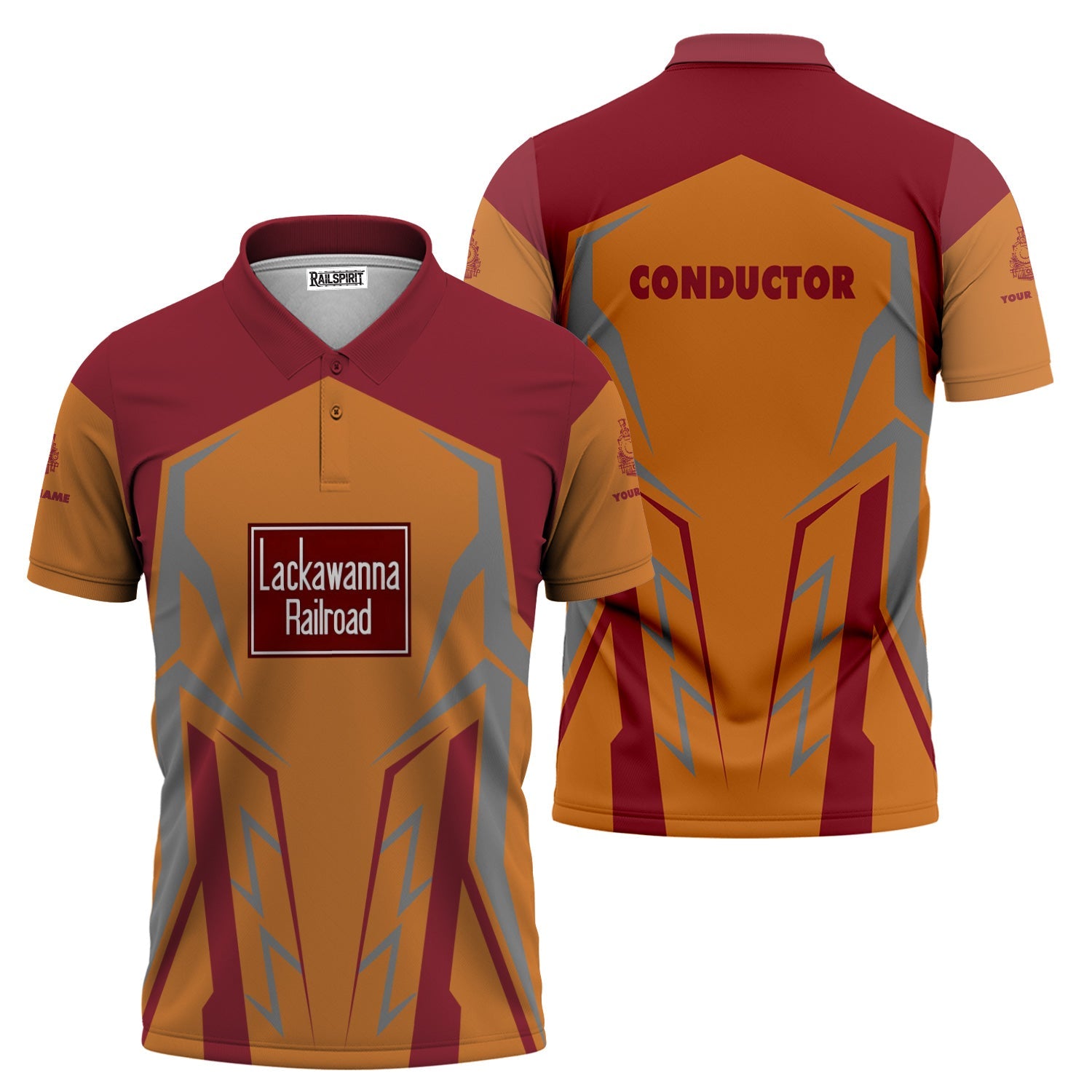 Railspirit Personalized Delaware, Lackawanna and Western Railroad Polo Shirt Futuristic Design with Custom Job DL&W Train Shirt