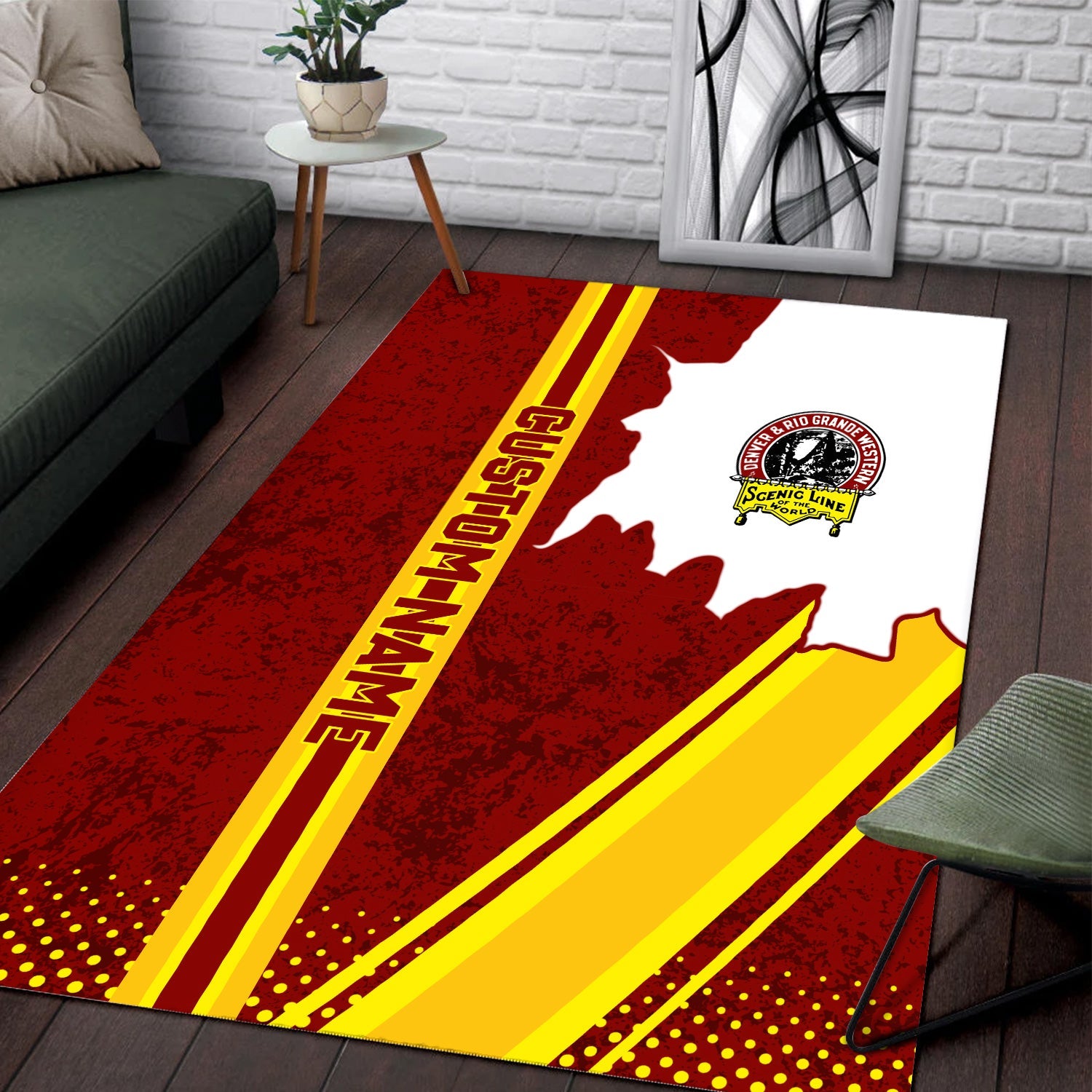 Railspirit Personalized Denver and Rio Grande Western Railroad Area Rug Vintage All Over Printed Rug