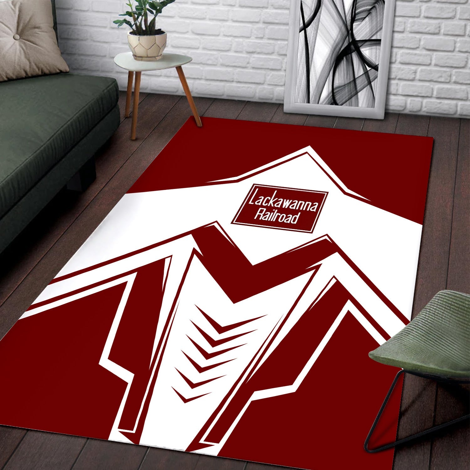 Railspirit Delaware, Lackawanna and Western Railroad Area Rug Railway Trainspotter Style DL&W Rug Gift Idea For Foamers