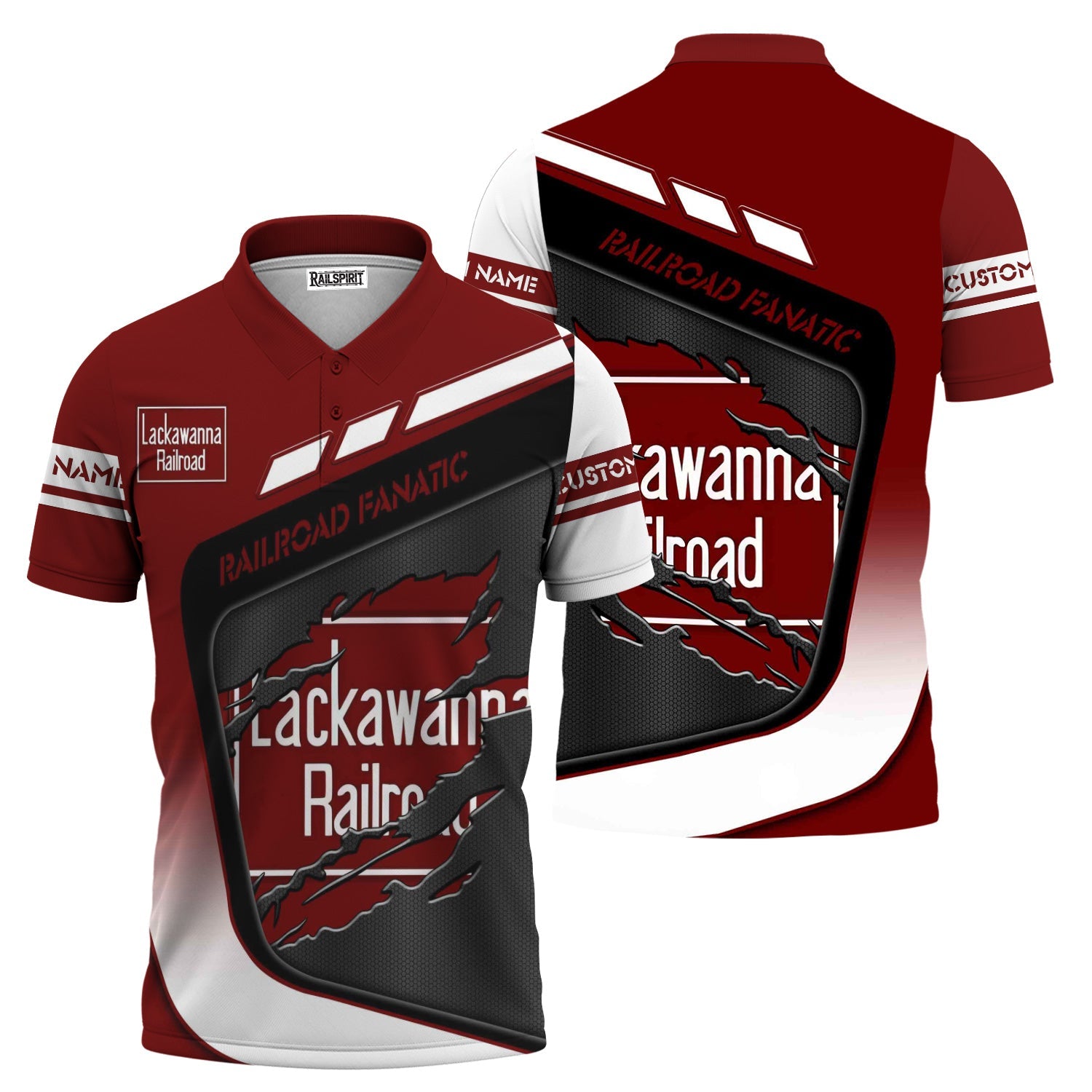 Railspirit Personalized Delaware, Lackawanna and Western Railroad Polo Shirt Ripped Texture Style DL&W Train Shirt For Railroad Fanatic