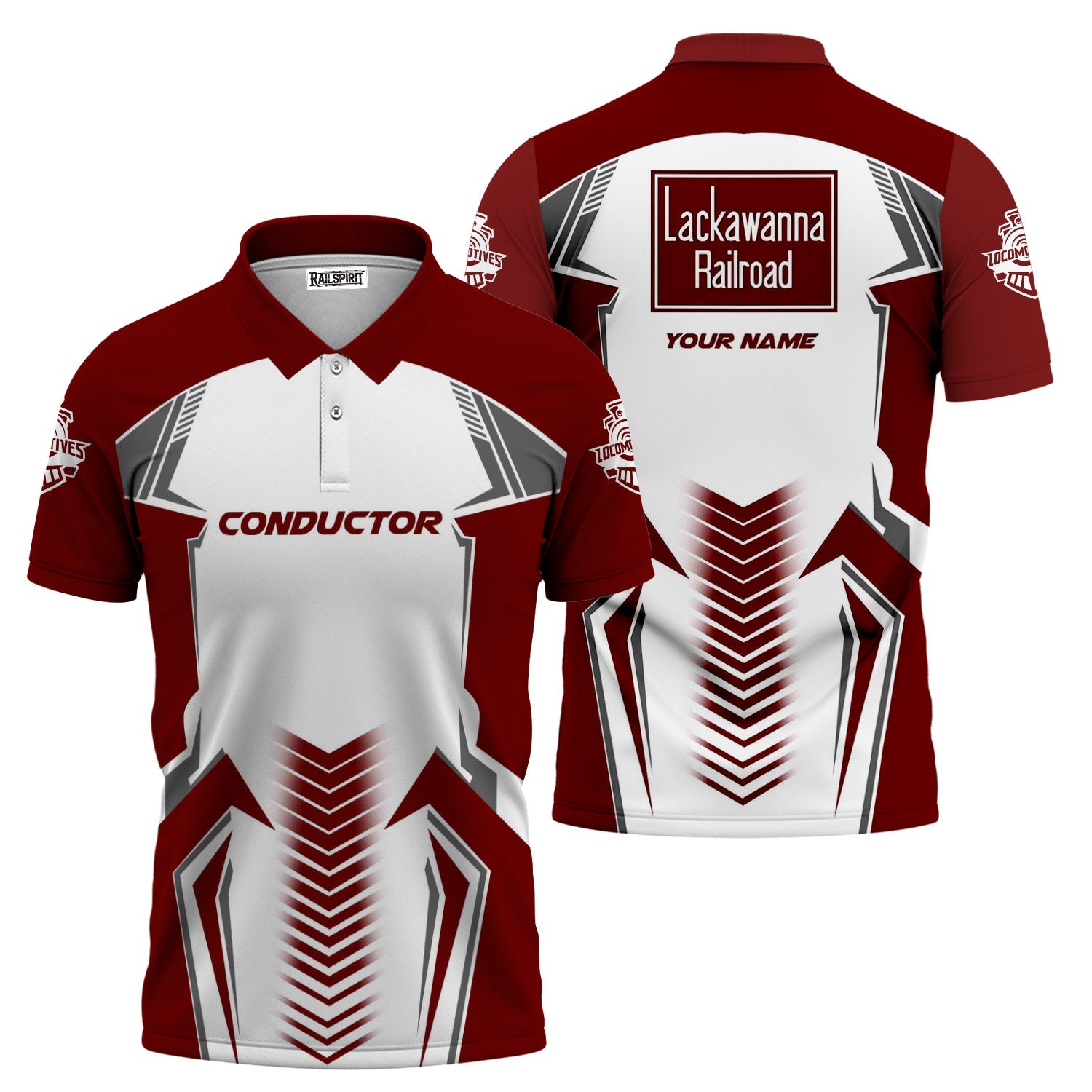 Railspirit Personalized Delaware, Lackawanna and Western Railroad Polo Shirt Standout Style with Custom Position DL&W Train Shirt