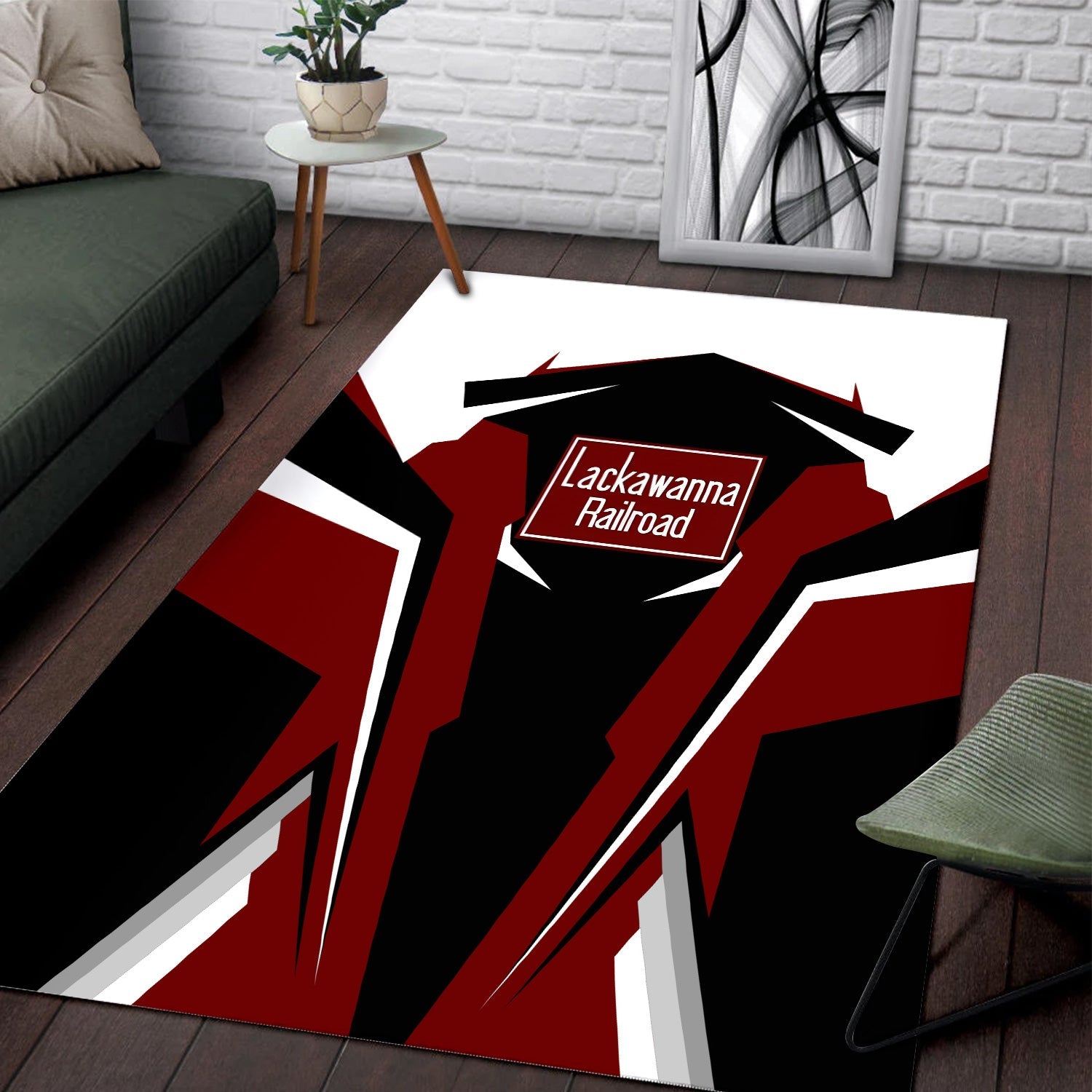 Railspirit Personalized Delaware, Lackawanna and Western Railroad Area Rug DL&W Strong Line Style  Train Area Rug Gift Idea For Train Lover