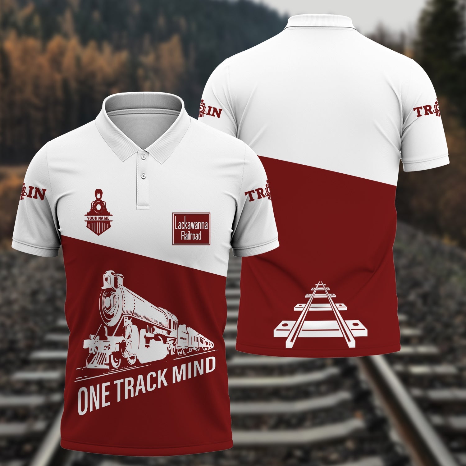 Railspirit Personalized Delaware, Lackawanna and Western Railroad Polo Shirt One Track Mind Unisex Train Shirt Gift Idea For Train Lover