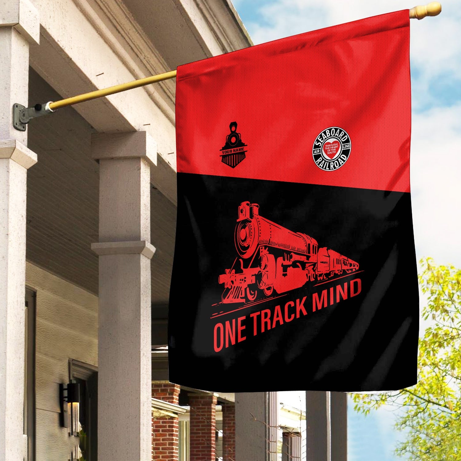 Railspirit Personalized Seaboard Air Line Railroad Garden Flag One Track Mind Flag Gift Idea For Train Lover