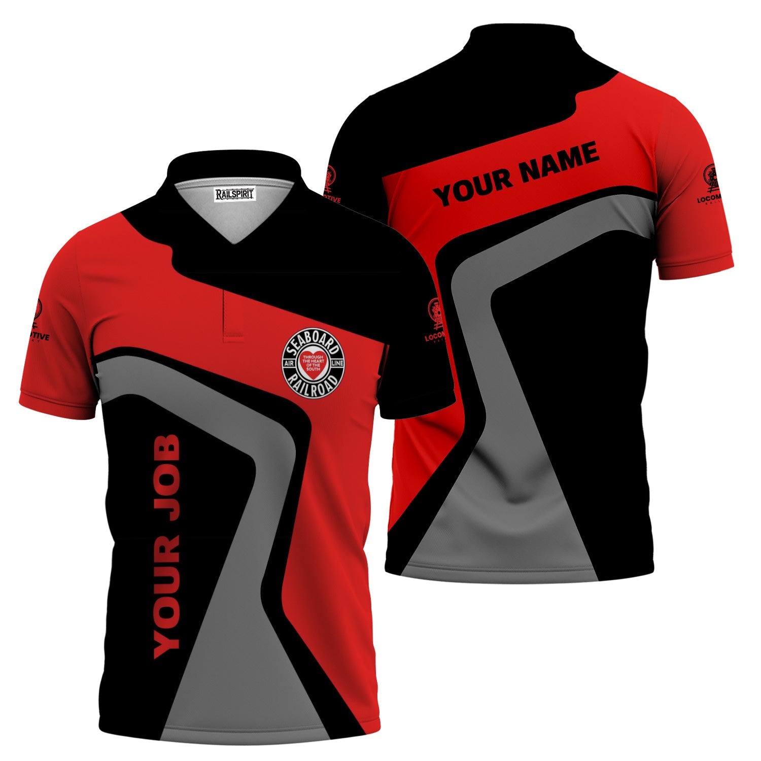 Railspirit Personalized Seaboard Air Line Railroad Polo Shirt Unique Design with Custom Job Position Train Shirt