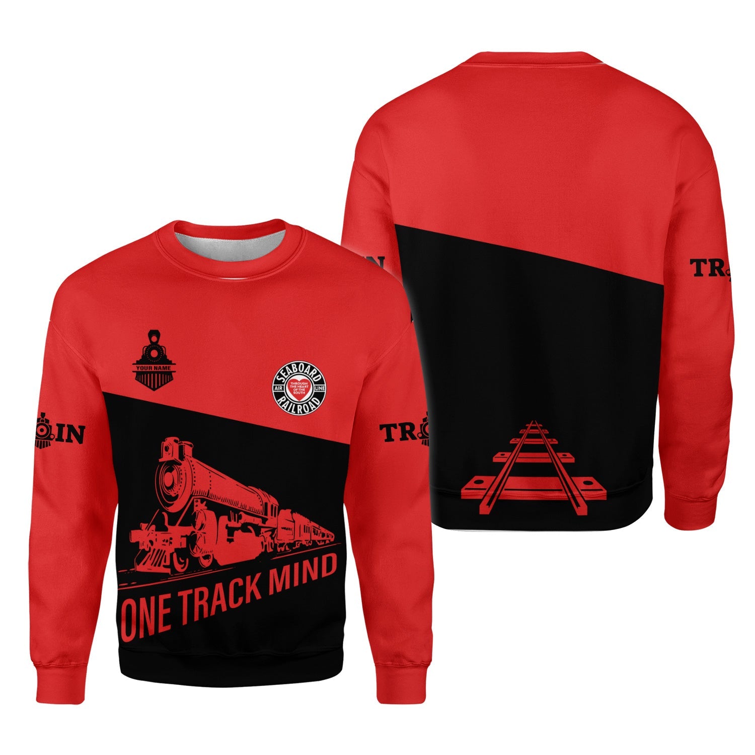 Railspirit Personalized Seaboard Air Line Railroad Sweatshirt One Track Mind Train Sweater Gift Idea For Train Lover