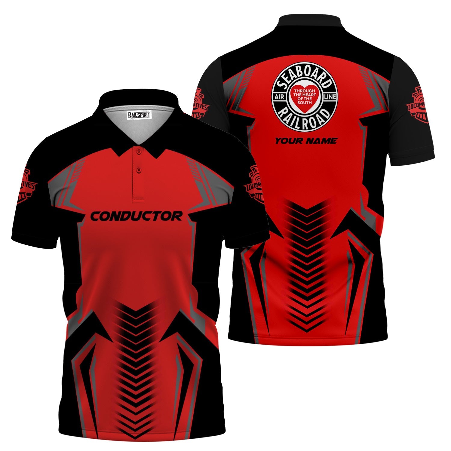 Railspirit Personalized Seaboard Air Line Railroad Polo Shirt Standout Style with Custom Position Train Shirt