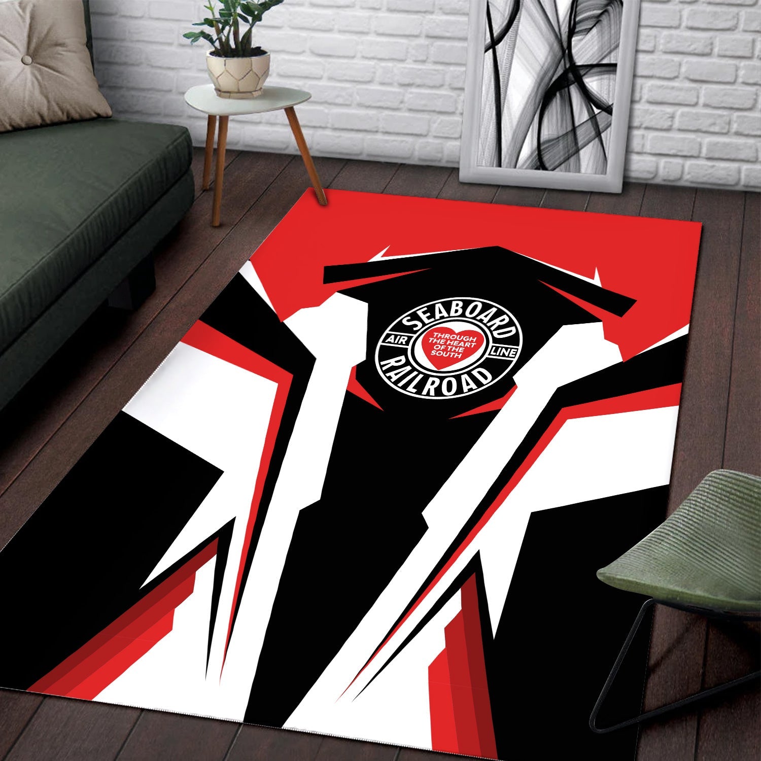 Railspirit Personalized Seaboard Air Line Railroad Area Rug Strong Line Style Train Area Rug Gift Idea For Train Lover