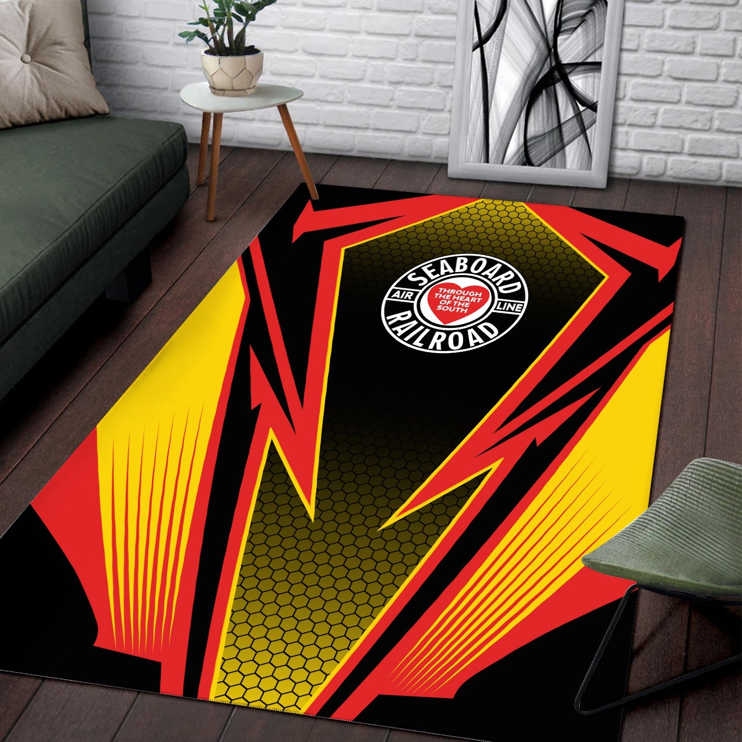 Railspirit Seaboard Air Line Railroad Area Rug Lightning Graphic Style Rug Gift Idea For Train Lover