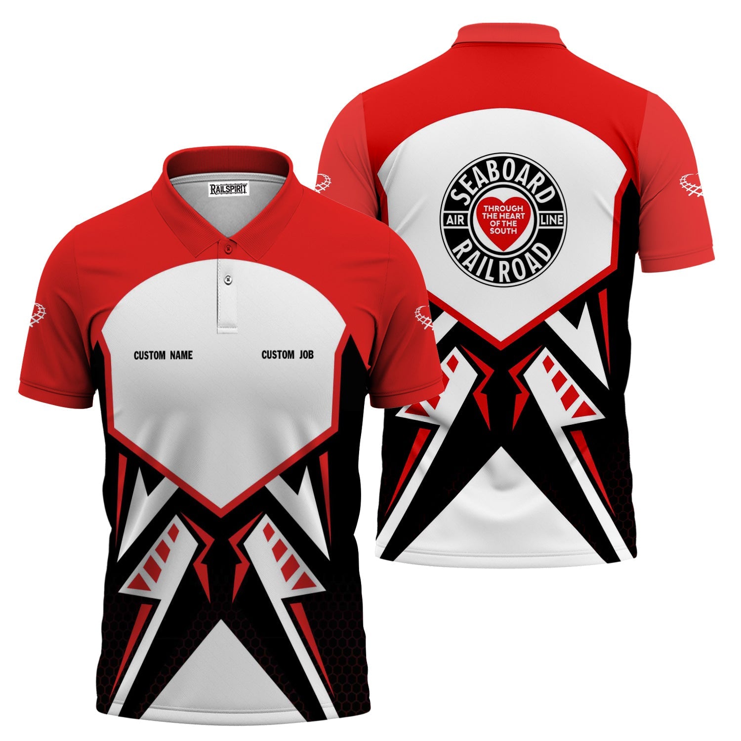 Railspirit Personalized Seaboard Air Line Railroad Polo Shirt Vibriant Style with Custom Position Train Shirt