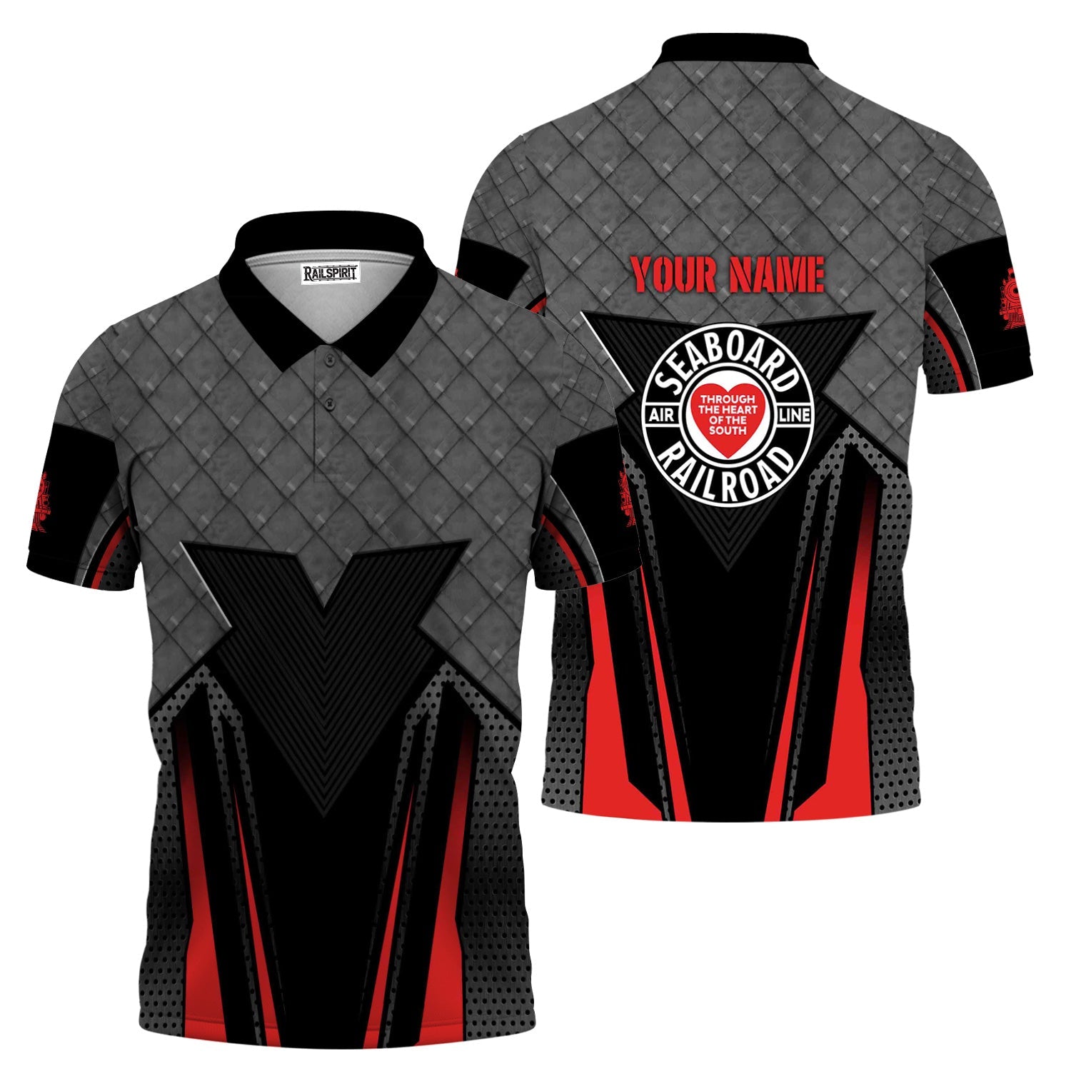 Railspirit Personalized Seaboard Air Line Railroad Polo Shirt Rugged Steel Vibes Train Shirt All Over Print