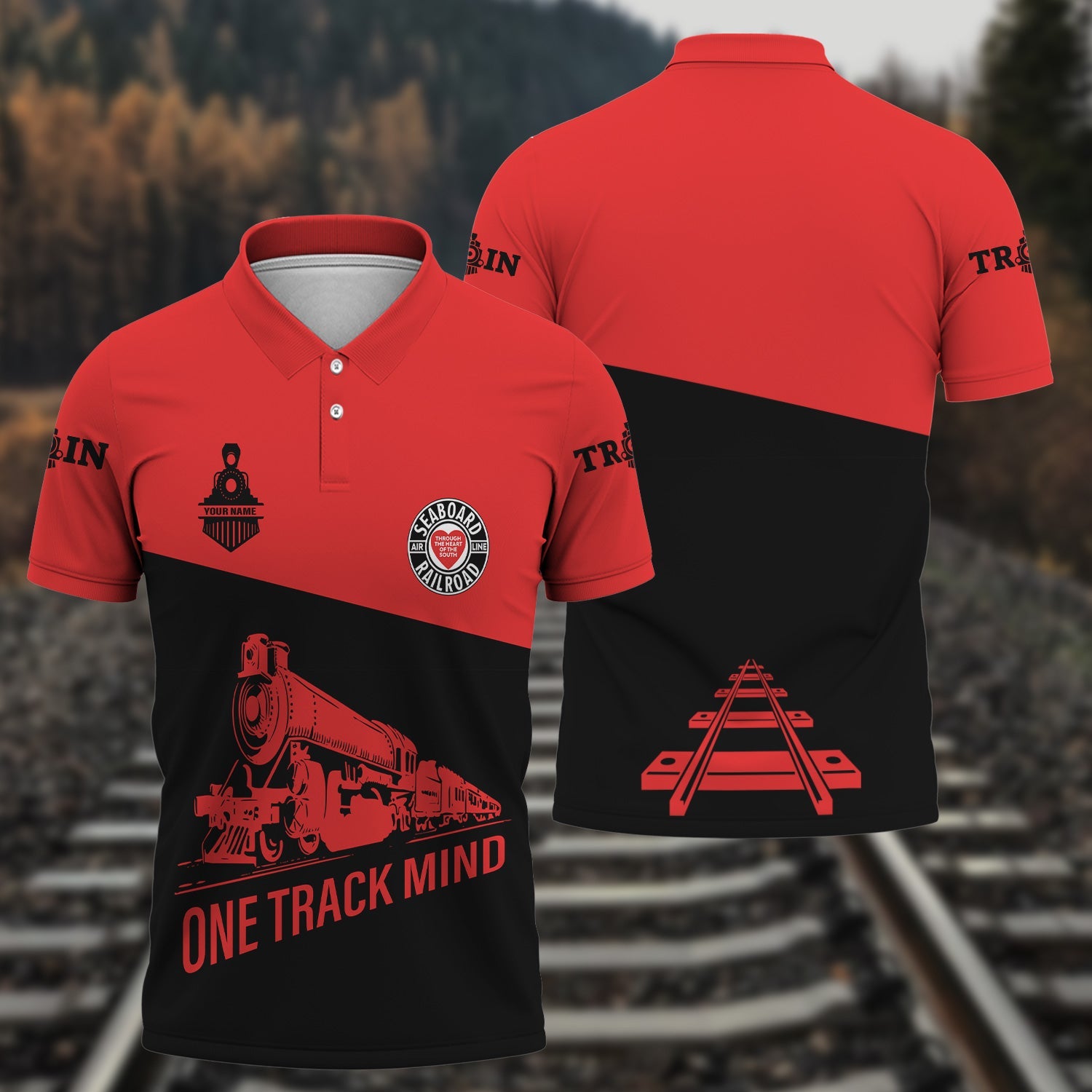 Railspirit Personalized Seaboard Air Line Railroad Polo Shirt One Track Mind DL&W Unisex Train Shirt Gift Idea For Train Lover