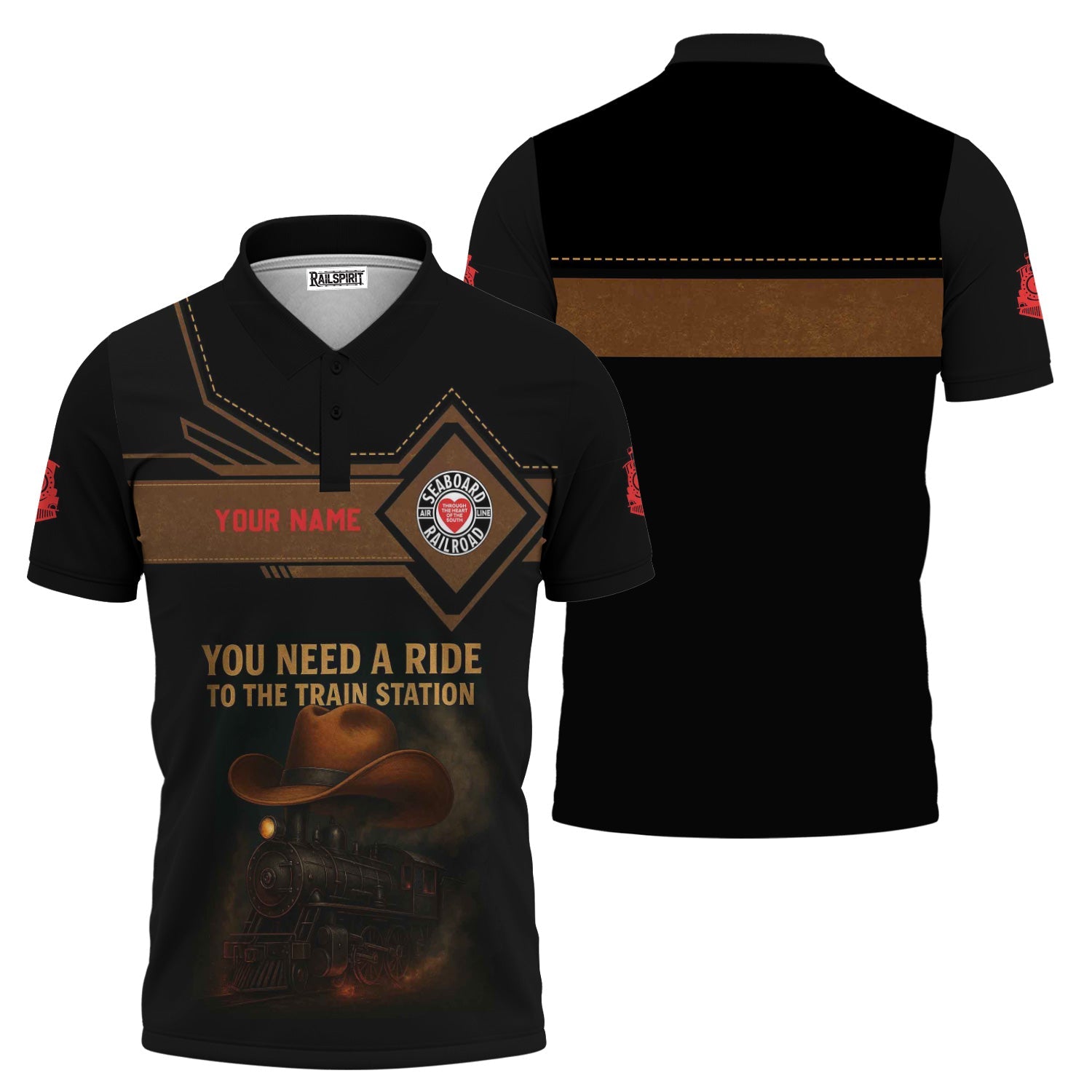Railspirit Personalized Seaboard Air Line Railroad Polo Shirt You Need A Ride To The Train Station Shirt For Train Lovers