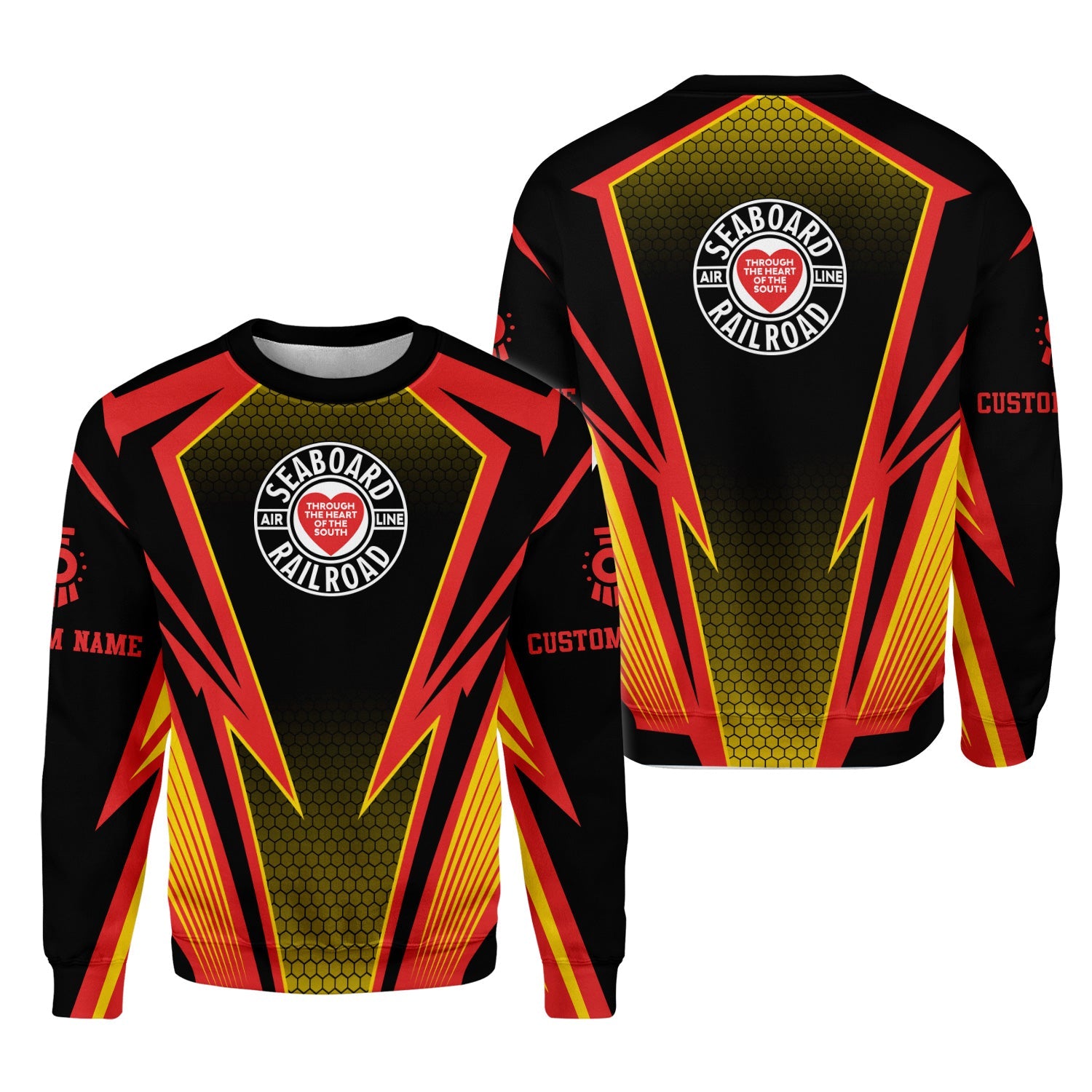 Railspirit Personalized Seaboard Air Line Railroad Sweatshirt Lightning Graphic Style Shirt Gift Idea For Train Lover