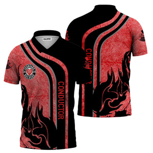 Railspirit Personalized Seaboard Air Line Railroad Polo Shirt Flame Design with Custom Job Position Train Shirt