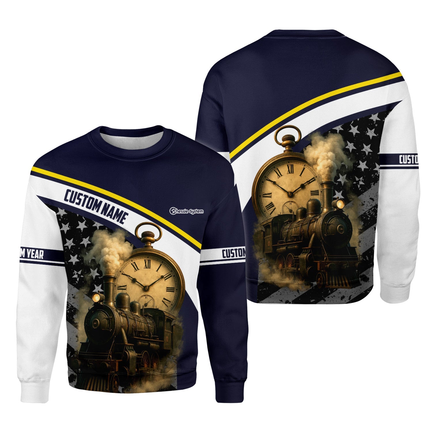 Railspirit Personalized Chessie System Railroad Sweatshirt Classic Steam Engine With Retro Pocket Watch Shirt All Over Print