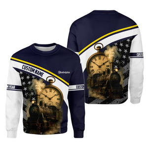 Railspirit Personalized Chessie System Railroad Sweatshirt Classic Steam Engine With Retro Pocket Watch Shirt All Over Print