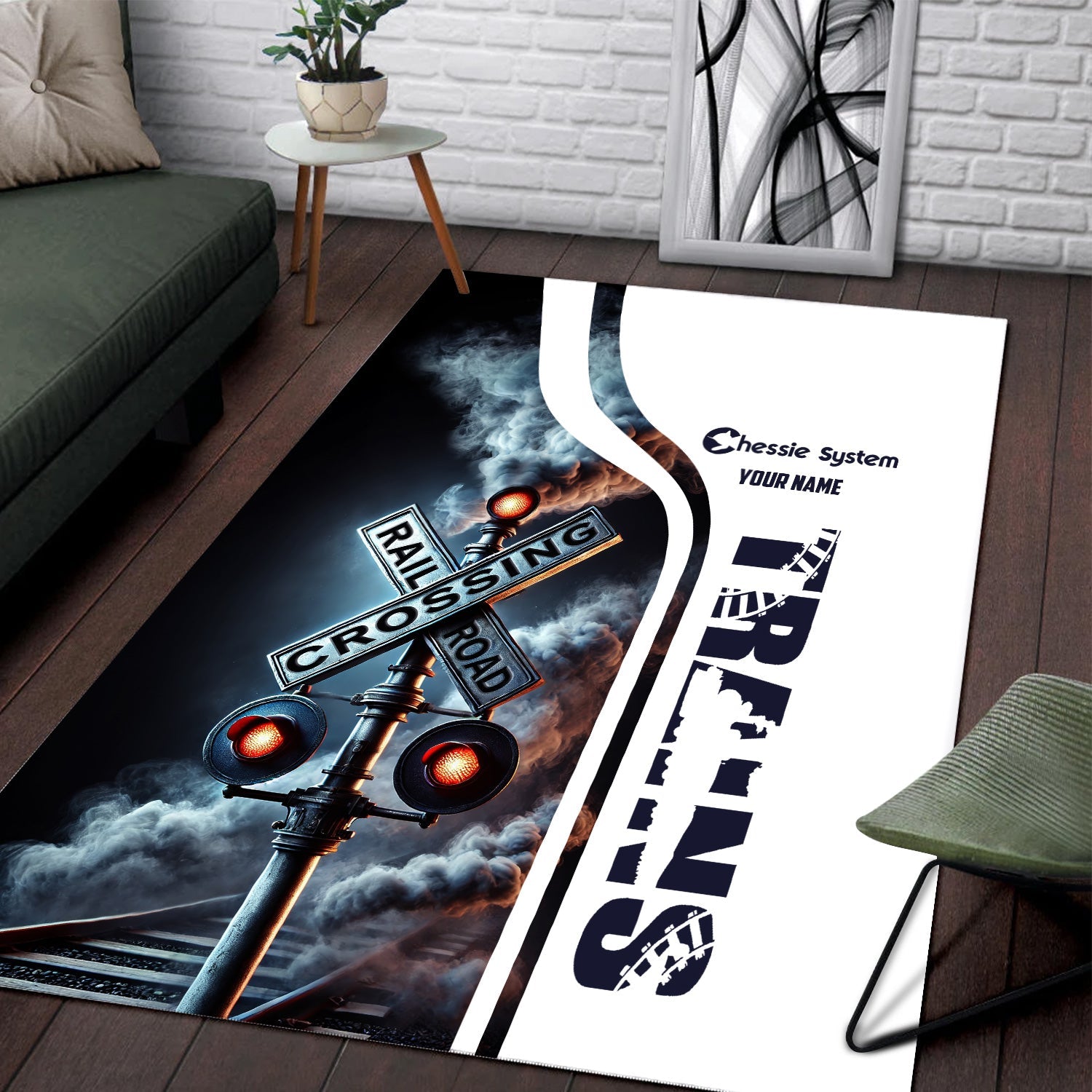 Railspirit Personalized Chessie System Railroad Area Rug Railroad Crossing Sign Rug All Over Print